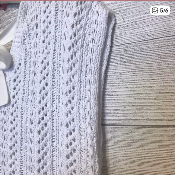 LOFT Knit Sweater Vest LP White Cottagecore Quiet Luxury Balletcore - Picture 6 of 7
